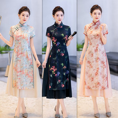 老上海復古民族風長款奧黛旗袍裙2025春新款寬鬆時尚日常可穿奧黛
