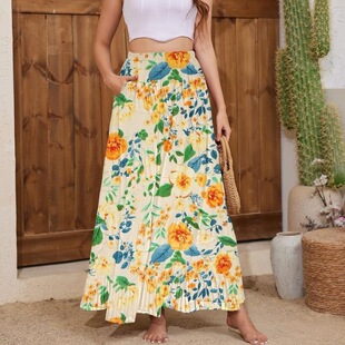 O 20764 Retro Print A-Line Skirt �͹�ӡ������ȹ �羳�W��
