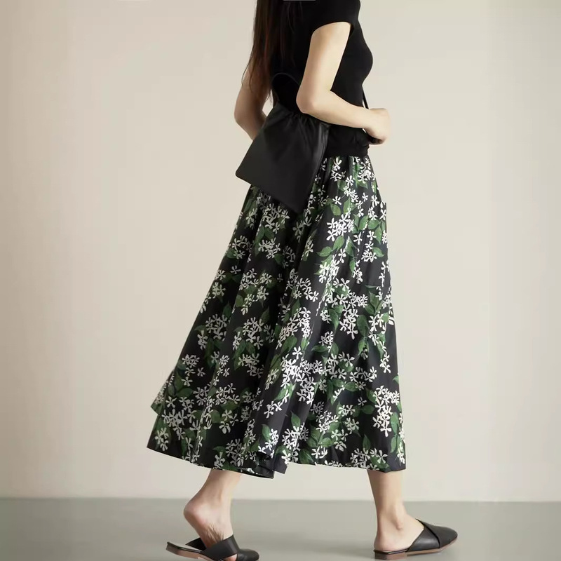 French Vintage Floral Skirt A- line Umbrella Skirt Midi Skirt French Vintage Floral Skirt A- line Umbrella Skirt Midi Skirt