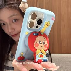 卡通苹果头套星星人伸缩支架适用iPhone16promax苹果15手机壳14女