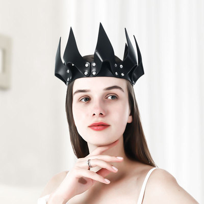 欧美创意皮革皇冠 装饰派对聚会头饰装