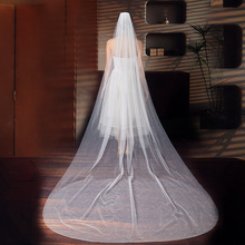 珍珠头纱新娘主婚纱高级2024新款法式单层结婚拍照仙气长头饰品女