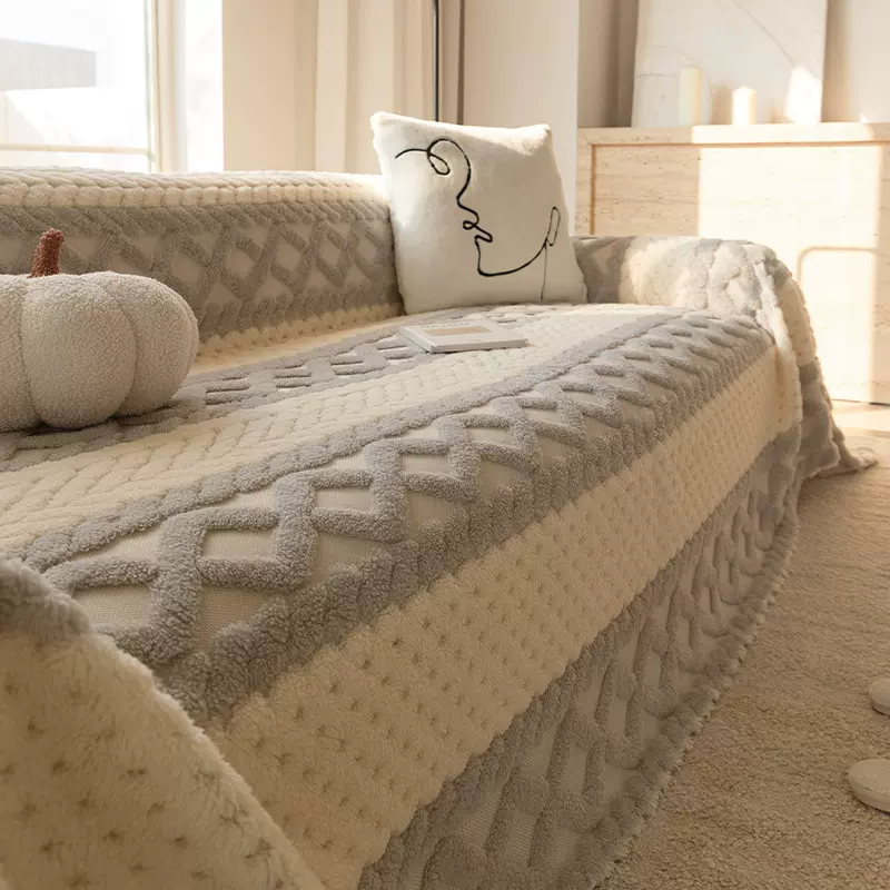 新款舒棉绒一片式沙发巾加厚防滑沙发盖布轻奢高级感保暖沙发布