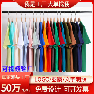 Pure cotton t-shirt custom logo printing advertising shirt crew neck short sleeve custom-made cultural shirt foreign trade European size American size plus size