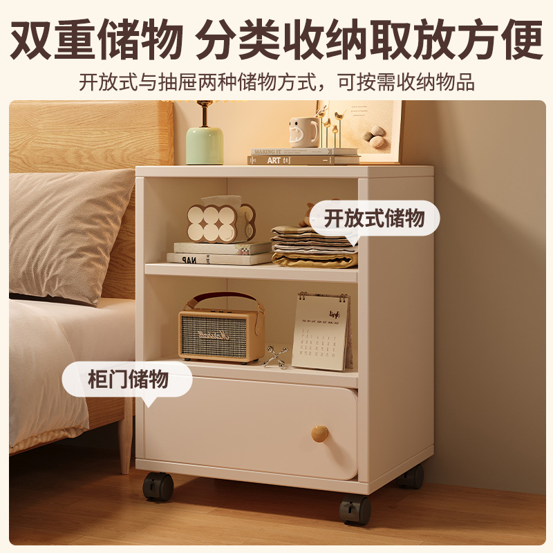 Mesa de cabezal de cama moderna y simple dormitorio contra la pared multicapa móvil de almacenamiento estante de almacenamiento multifuncional alquiler cabina de cama