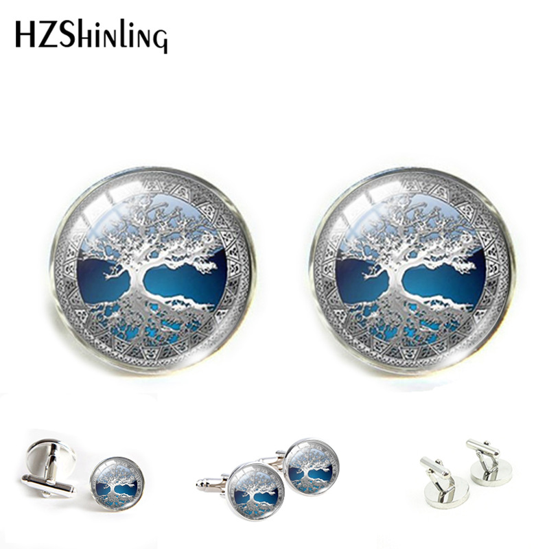 Tree of Life Cufflinks Groomsmen Cufflinks Life Tree Suit Shirt Cufflinks Time Gemstone French Shirt Cufflinks