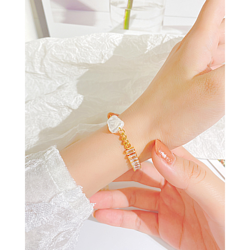 Fashion Geometric Stainless Steel Inlay Zircon Bracelets 1 Piece