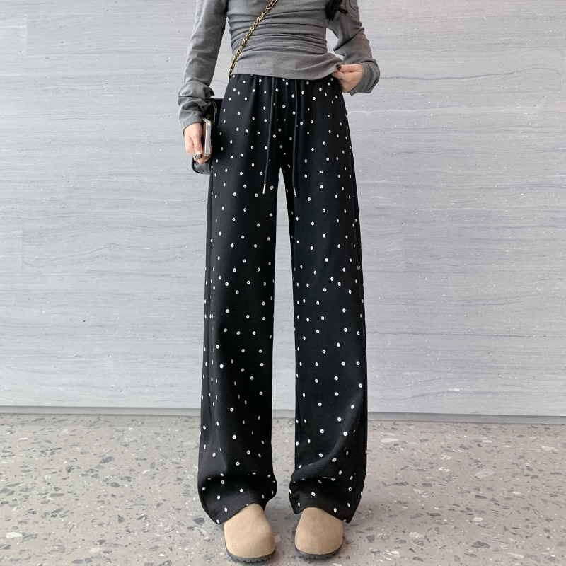 Retro black autumn comfortable trousers