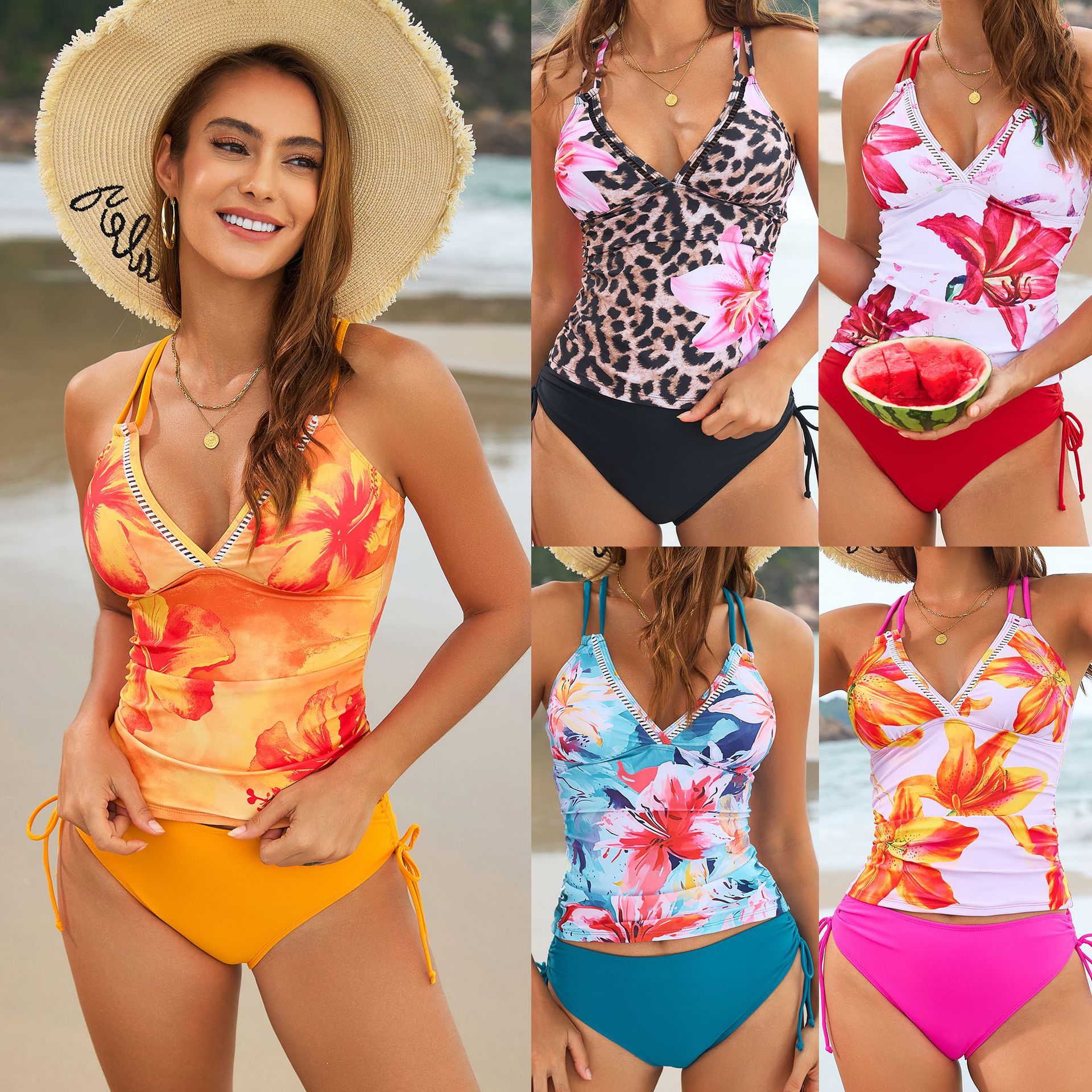 Swimsuit 2026 New Style Two-Piece Cross-Border Swimwear Custom Tankini Bikini