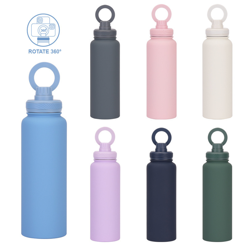 2025年 クロスボーダー 1200ml ステンレス製スポーツウォーターボトル 広口 ポータブル マグネット式ボトル アウトドアスポーツ 保温カップ|undefined