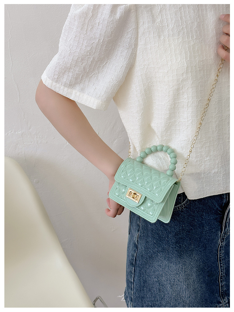157g Weight Polyester Lining Material Flip Cover Closure Type Single Shoulder Strap Strap Type Jelly Bag Bags Type Casual, Holiday Occasion PVC Material Solid Color Pattern All Seasons Season Women's Gender Basic, Classic Style Style Square Shape Small Size Women's Small PVC Solid Color Basic Classic Style Square Flip Cover Jelly Bag 25