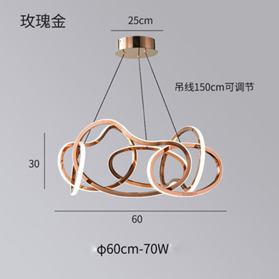 Diámetro de la rosa dorada 60cm - 70w
