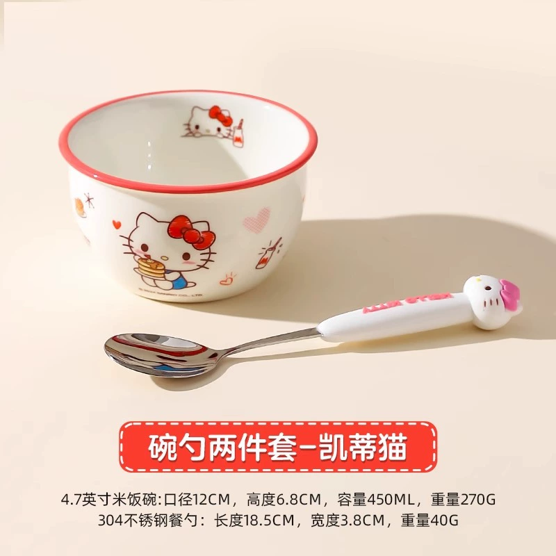 Hello Kitty, керамичная милая миска для домашнего использования для еды, посуда