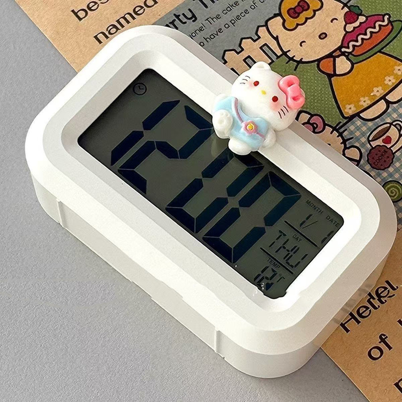 可爱kitty猫多功能闹钟床头时钟学生宿舍计时器桌面迷你闹钟|undefined