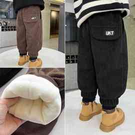 男童加绒加厚裤子冬季超厚夹棉一条过冬宝宝外穿儿童灯芯绒棉裤潮