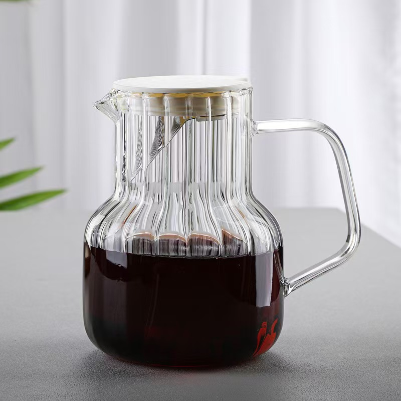 ✅ Cafetera de vidrio con cubierta Cafetera de café compartida Cafetera de café casera Cafetera de extracción en frío con filtro