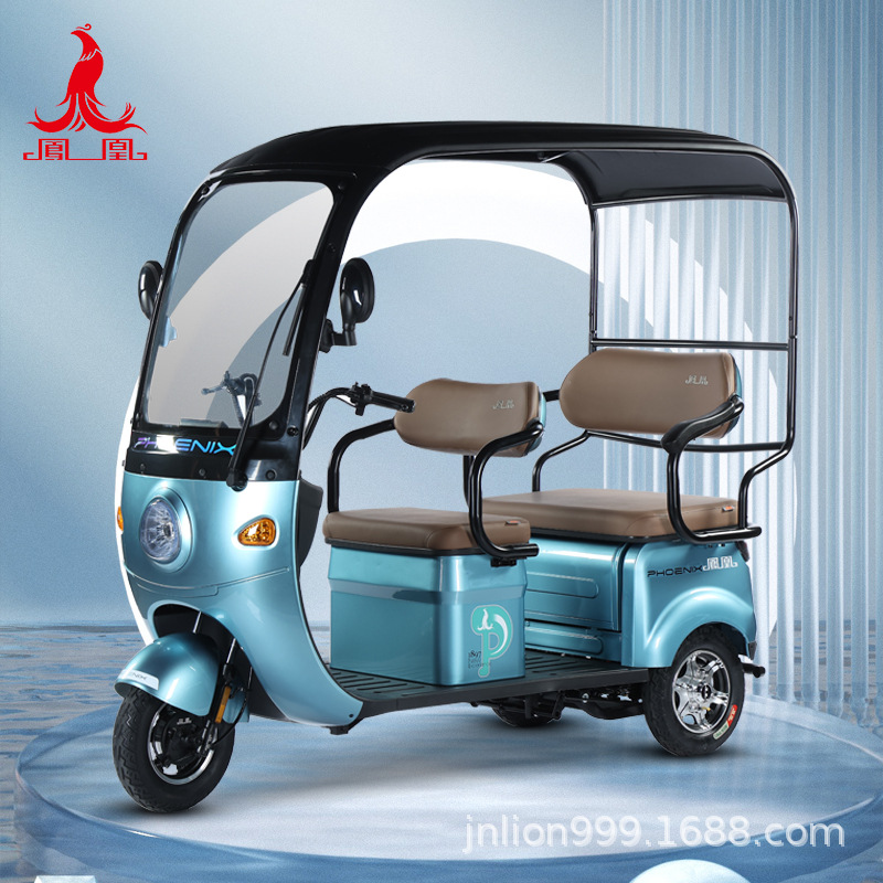 Phoenix triciclo eléctrico doméstico pequeño para personas mayores scooter para personas mayores recoger niños doble fila con cobertizo puede jugar