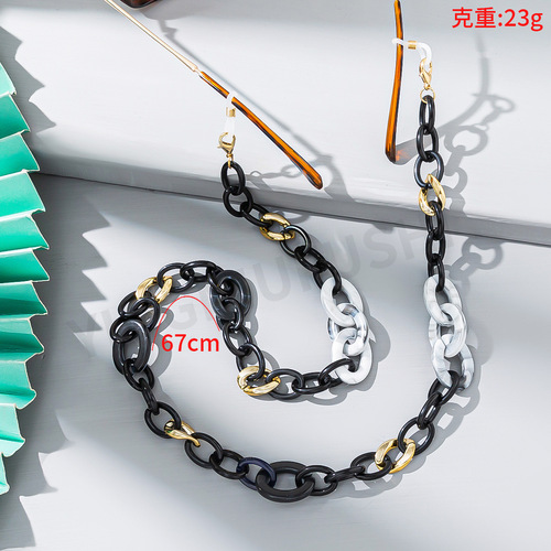 European and American style Instagram-inspired acrylic colorful eyeglass chain, women's fashionable anti-lost glasses hanging chain lanyard, manufacturer wholesale