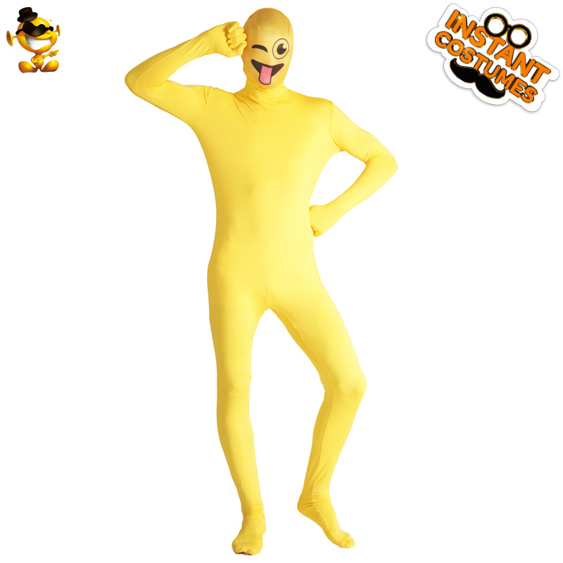 Adultos de Halloween divertido amarillo expresión invisible mono traje divertido de los hombres y las mujeres del partido traje
