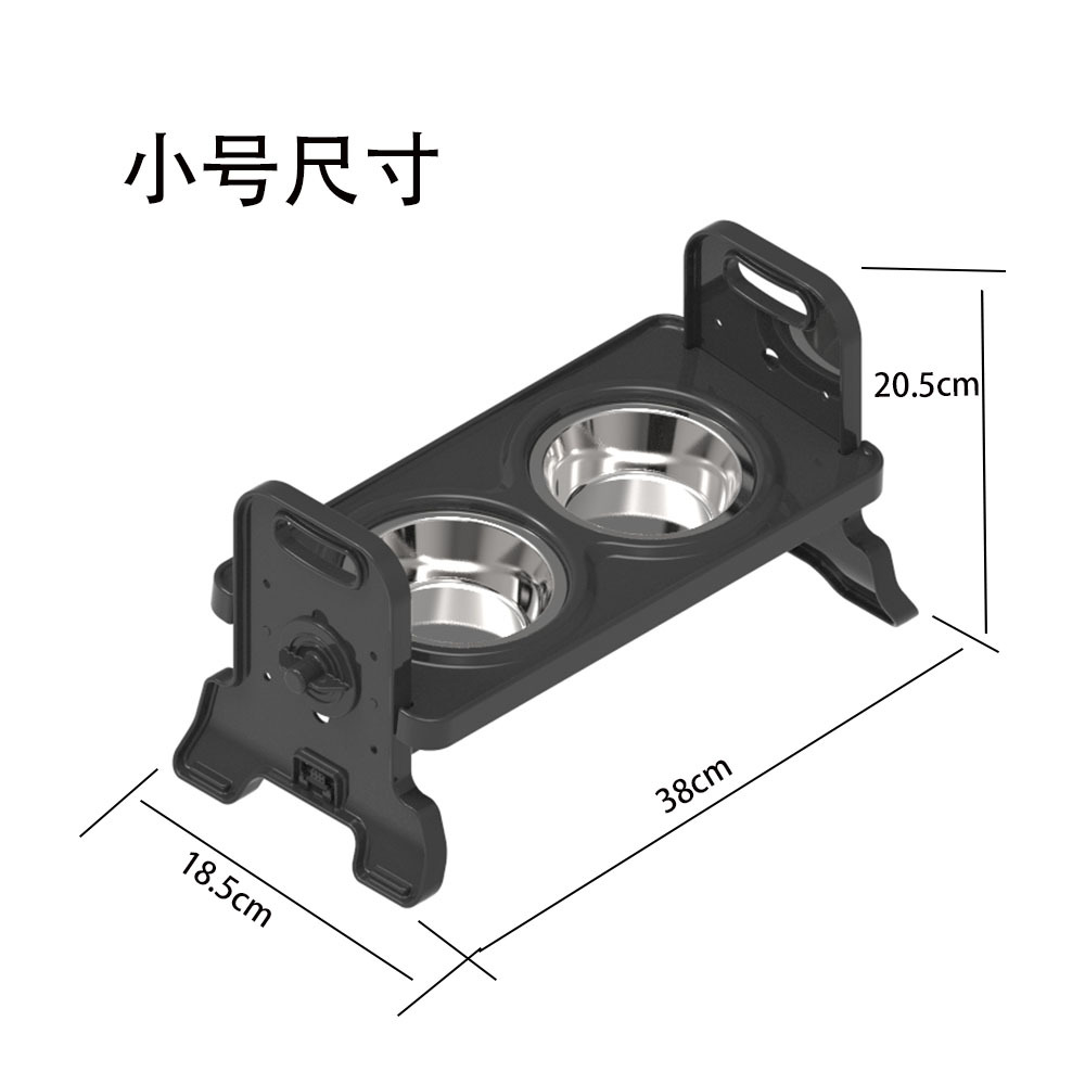 Altura ajustable Pet Bowl rack de elevación de acero inoxidable gato tazón de fuente de elevación de doble propósito perro tazón de fuente de alimentación inclinada estante