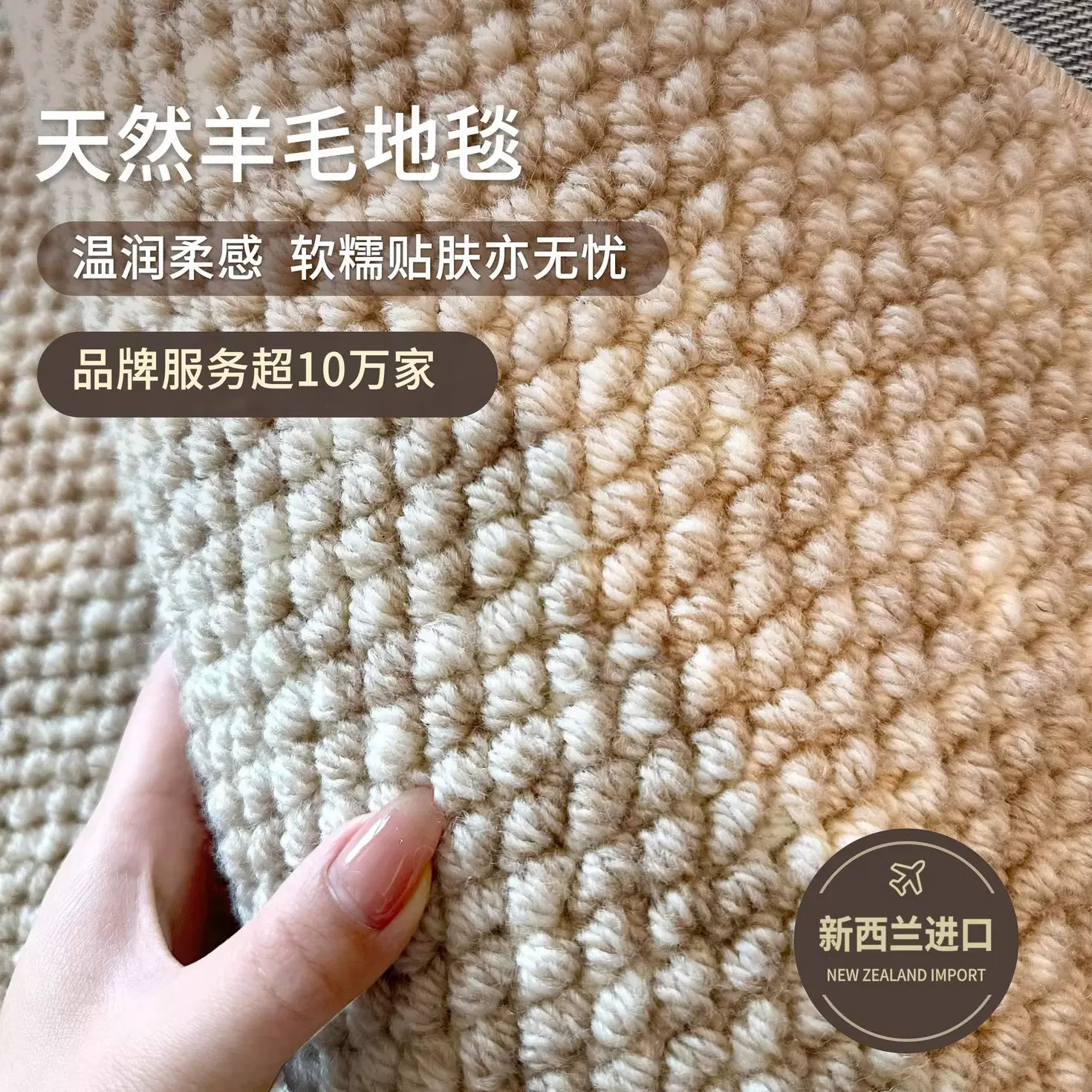 羊毛地毯素色客厅轻奢高级新款家用地毯大宅标配卧室地垫耐脏加厚