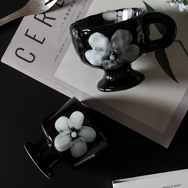 Creativo y único taza de marca simple retro nicho café de la tarde té frutas manija de cerámica personalidad