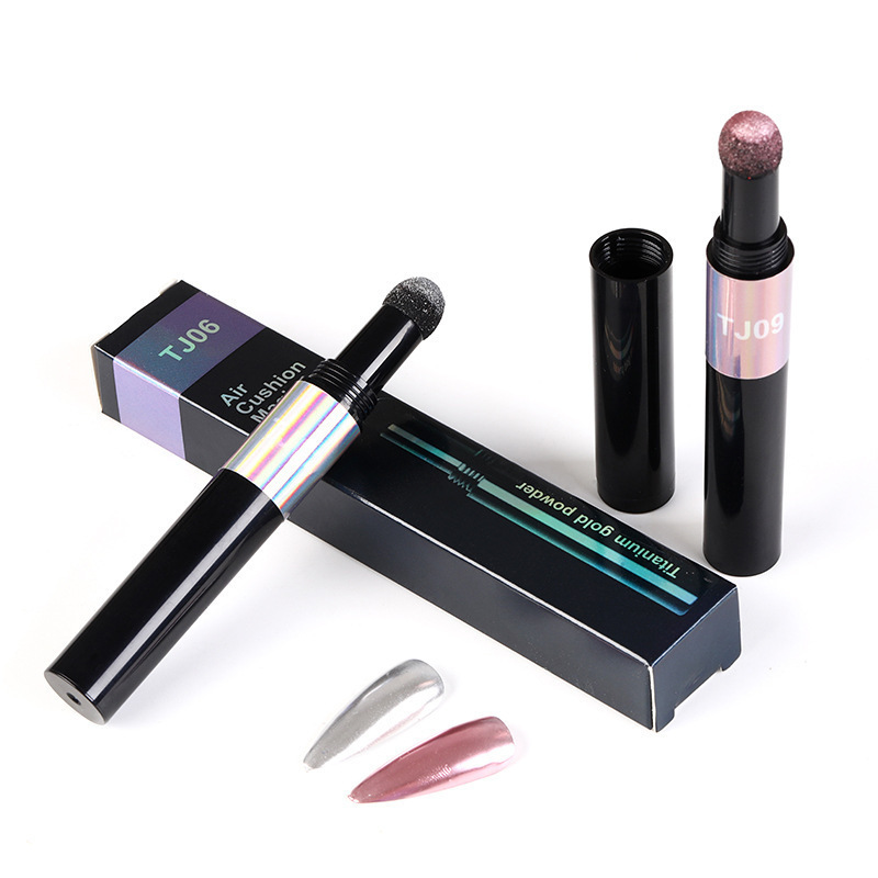 Uñas TJ12 uñas de color sólido polvo suelto camaleón titanio polvo de oro cojín de aire pluma ondulación del agua espejo mágico tiza