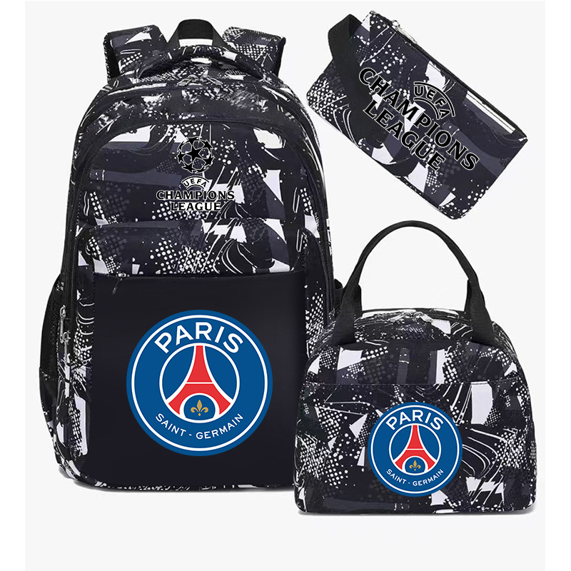 Aficionados al fútbol del Real Madrid Chelsea estudiantes de primaria alrededor de la mochila del Bayern mochila de tres piezas de gran capacidad