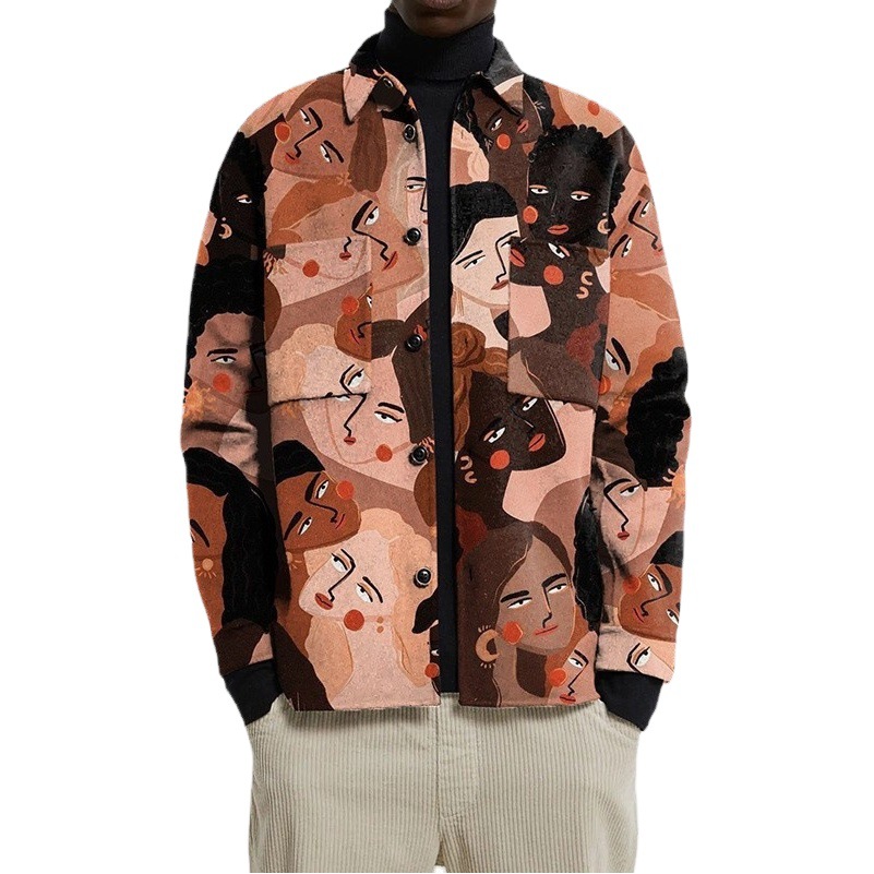 Estación Europea ropa de hombre 2023 estación independiente de otoño Comercio exterior nueva moda impresa chaqueta juvenil abrigo de hombre