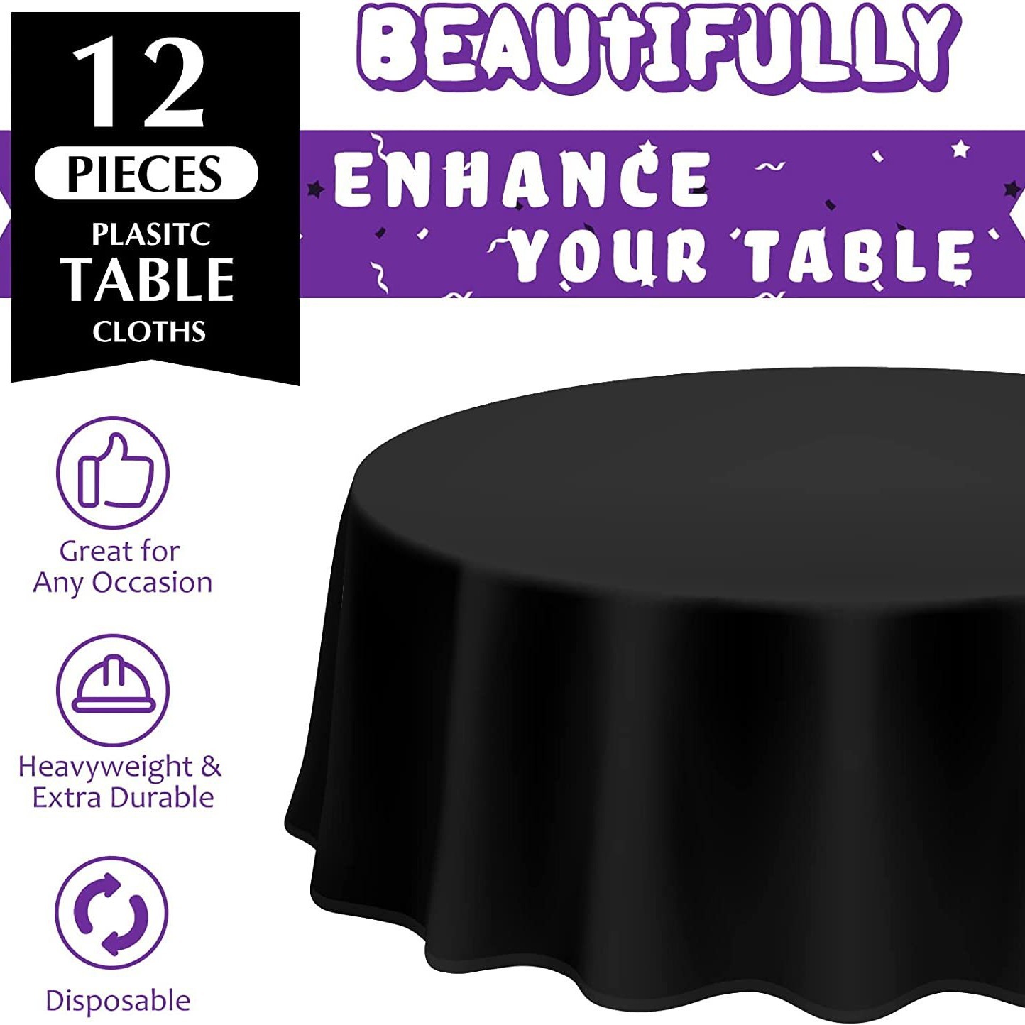 Mesa redonda de color sólido mantel desechable Mesa Redonda mantel estilo simple avanzada mesa de banquete cubierta de la tabla falda estilo transfronterizo