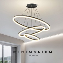 客廳吊燈簡約后現代大氣高檔圓環創意個性輕奢北歐燈具餐廳吊燈