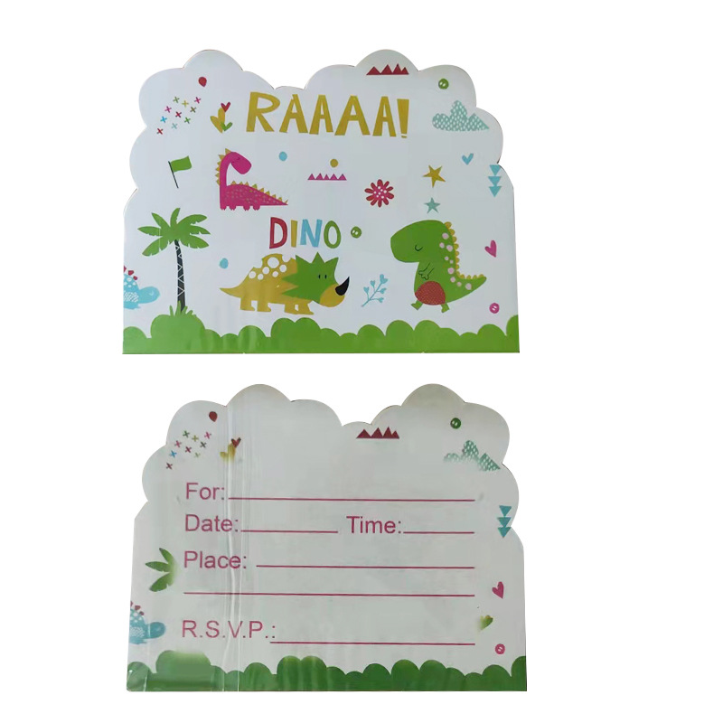 Amazon dibujos animados dinosaurio fiesta de cumpleaños traje triángulo bandera plato de papel caja de palomitas de maíz tapa de papel taza de fábrica de papel Yiwu