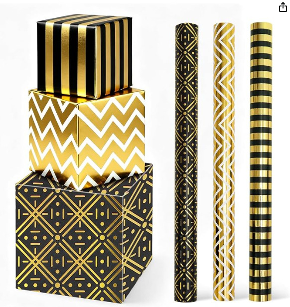 Transfronterizo especial para papel de embalaje de regalo de oro negro, regalo de cumpleaños de San Valentín, papel de regalo de lujo ligero, rollo de gran tamaño image 28