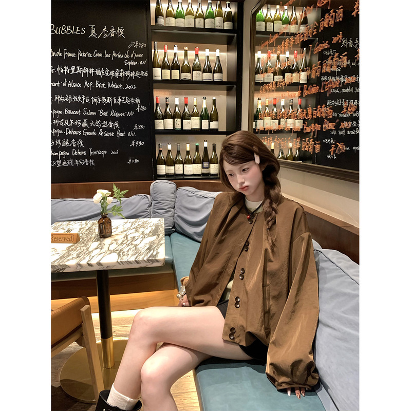 aaaaxbbb 香港明日 小众风格花苞外套通勤百搭圆领夹克上衣女秋季|undefined