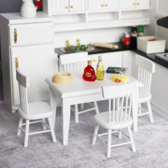 1:12人形屋dollhouseミニ家具モデル置物キッチンシーンダイニング白いテーブル椅子5点セット