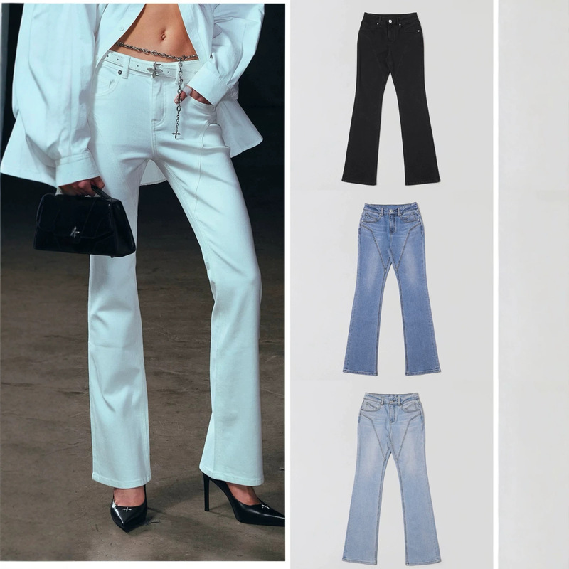 Sk Model Ultra-Long Straight-Leg Jeans Elastic Casual Pants New Spring Style