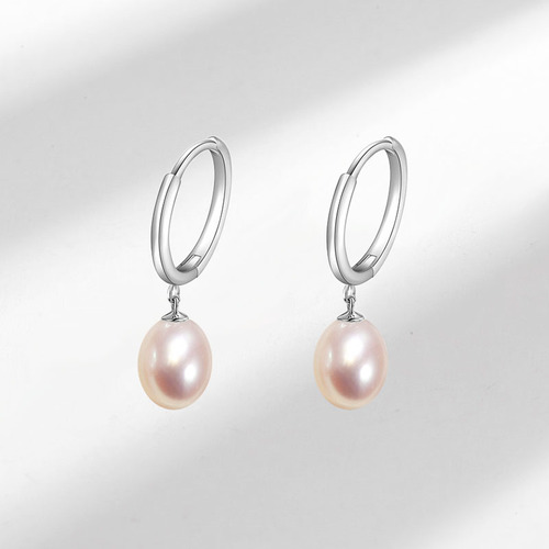 s925 sterling silver freshwater pearl earrings for women niche design high-end ins French retro oval pearl earrings