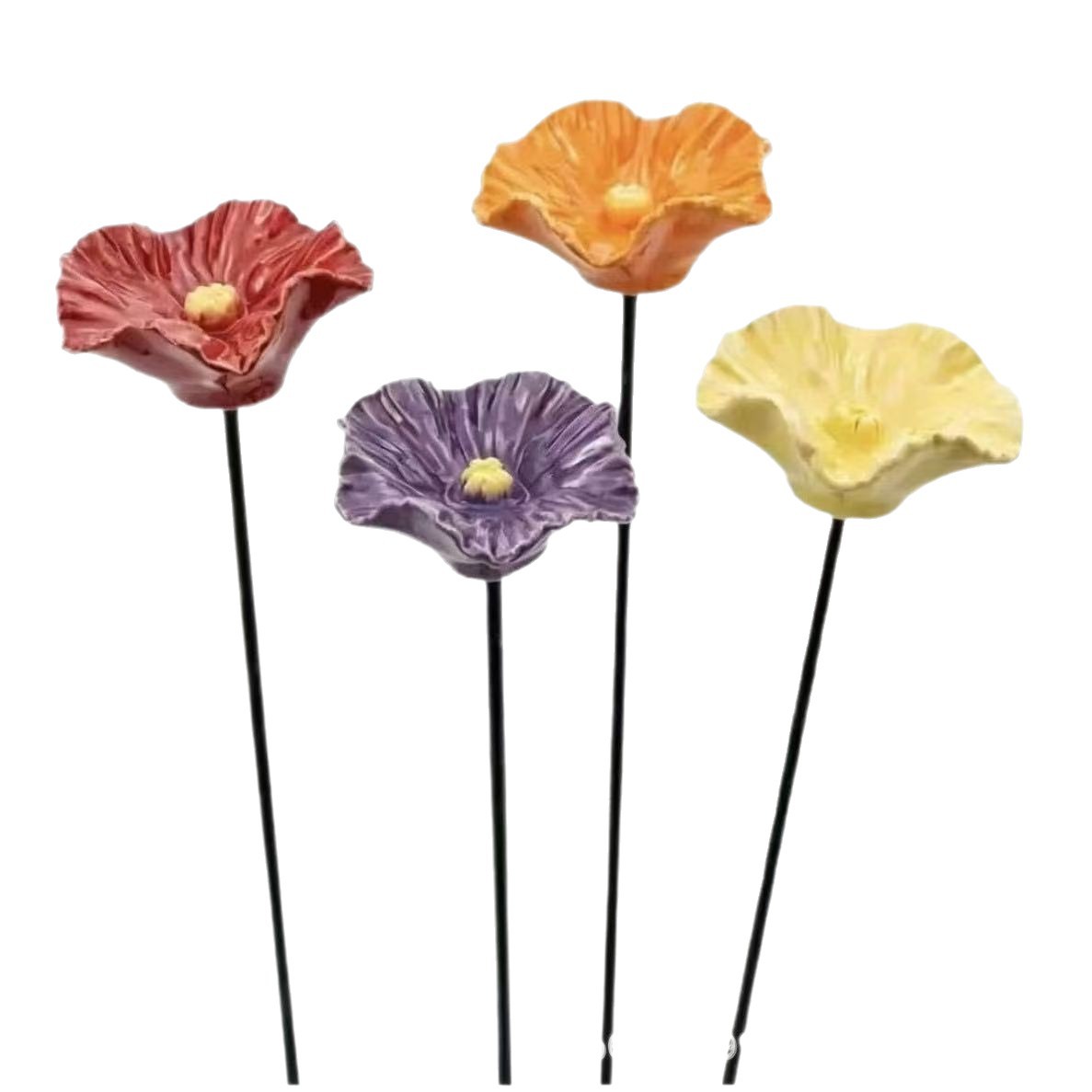 Cross-Border New Model Handmade Metal Flower Garden Stake Outdoor Bee and Bird Water Feeder