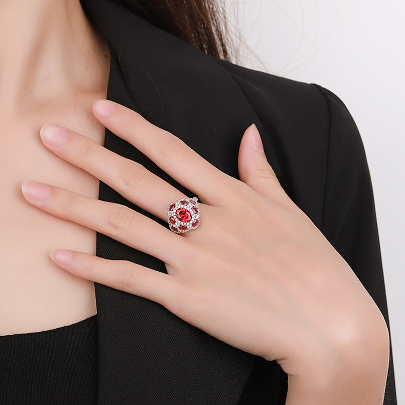 Vintage Style Color Block Artificial Crystal Irregular Women's Open Rings display picture 1