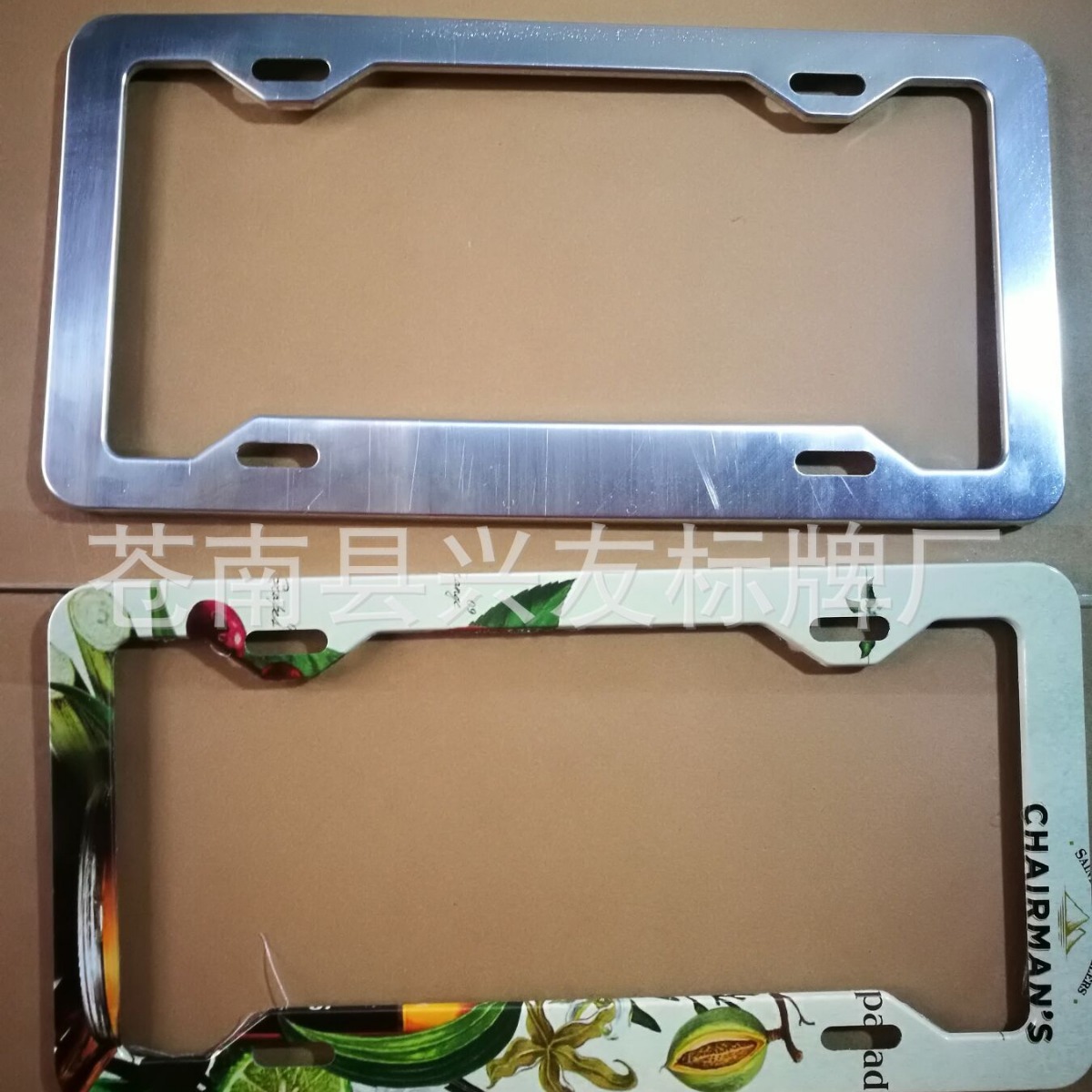 空白不锈钢车牌架框白板  通用型美规牌照框车牌架 全彩UV印