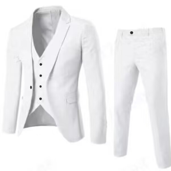 Traje blanco de los hombres traje de negocios formal de tres piezas traje mejor hombre novio Ding traje