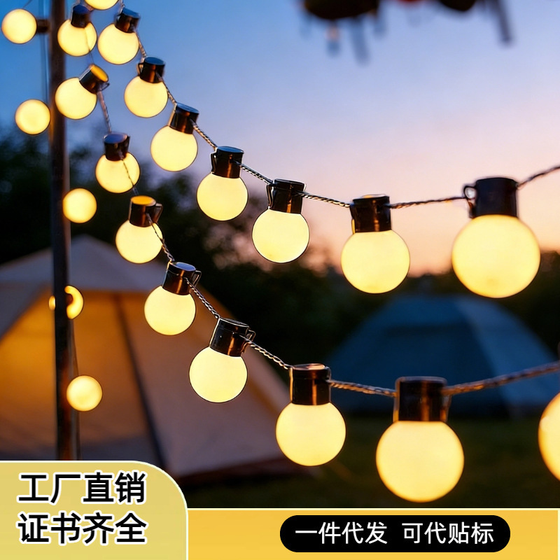 Led Solar G50 Bulb String Lights Outdoor Waterproof Garden Camping Canopy Atmosphere Light Round Ball Tent Decorative Light