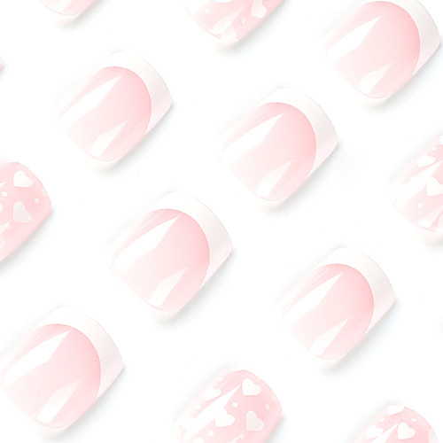 穿戴美甲白边法式小爱心穿戴美甲成品批发美甲成品假指甲穿戴指甲