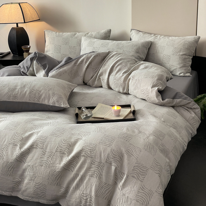 Class A pure cotton three-layer yarn bed four-piece set simple pure cotton advanced high luxury maternal and child grade naked sleeping bed sheet