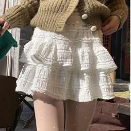 带安全裤 短裙A字裙2025新款高腰蓬蓬裙半身裙女夏季蛋糕裙伞裙子