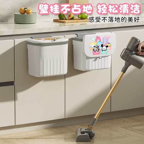 Cartoon trash can household wall-mounted bathroom toilet lidded sanitary bucket 2024 new special bucket paper bucket