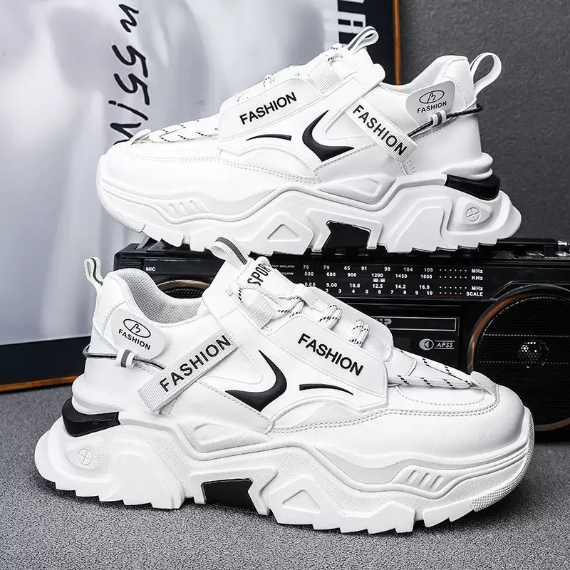 Трансграничные Оптовые каменные туфли на платформе больших размеров 45 Спортивные кроссовки 2024 Новые дышащие кожаные белые туфли мужская обувь