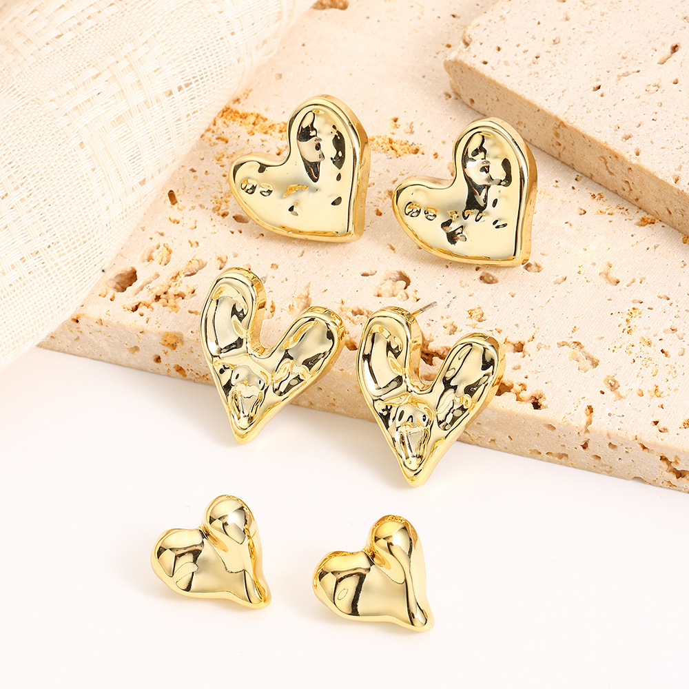 16g Weight Steel needle Ear Needle Material Ear Studs Classification 1 Set Quantity Daily Occasion CCB Material Geometric, Heart Shape Pattern All Seasons Season Women's Gender Plating Design Simple Style Style 1 Set Simple Style Geometric Heart Shape Plating CCB Ear Studs 18