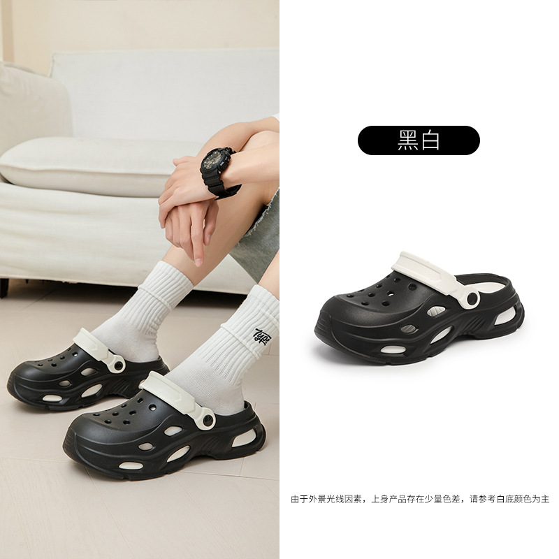 Zapatos con agujeros de suela gruesa para hombres verano 2025 nueva moda pisando mierda sandalias de playa antideslizantes zapatillas Baotou señoras