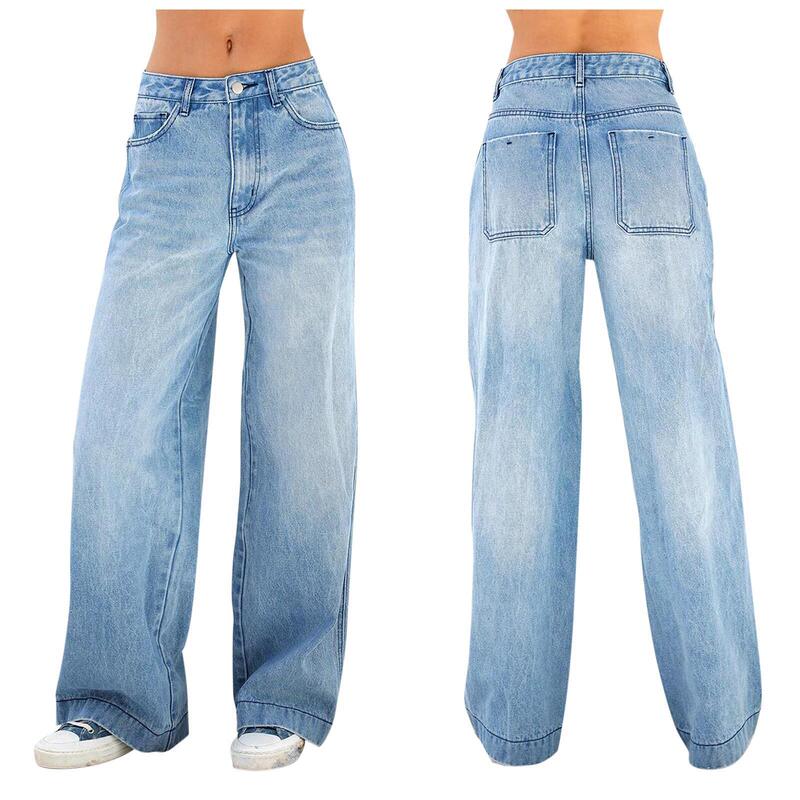 Europe and the United States cross-border foreign trade jeans female factory direct high waist loose wide leg women's jeans